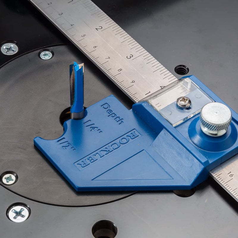 ROCKLER 12” Router Bit Center/Depth Gauge Tool – Steel Gauge Woodworking Measuring Tools – Router Bits Depth & Height Tool – Accurate Router Height Gauge for Shank Tools – Ideal for Dados & Flutes - Image 4